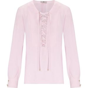 Elisabetta Franchi, Dames, Blouses & Shirts, Roze, Maat: L Viscose,