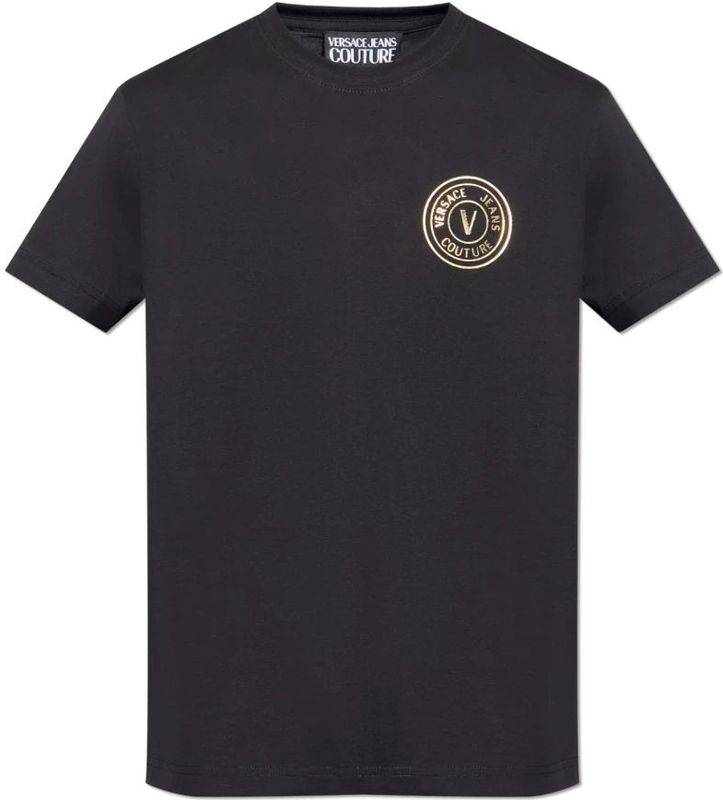 Versace Jeans Couture - T-shirt - Zwart - Katoen - Bedrukt Logo