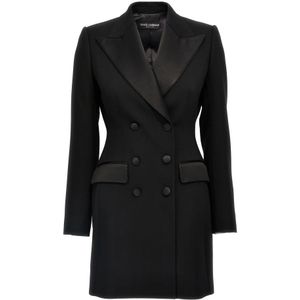 Dolce & Gabbana, Dames, Mantels, Zwart, Maat: 2XS Zijde,