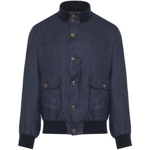 Barba, Heren, Jassen, Blauw, Maat: 4XL Linnen,