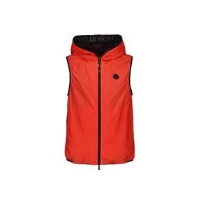 Moncler Mouwloos Hooded Vest met Rits , Red , Heren , Maat: XL
