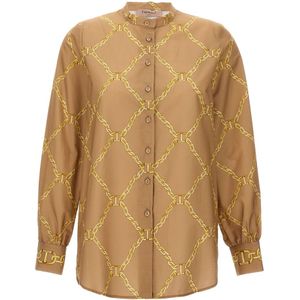 Twinset, Dames, Blouses & Shirts, Beige, Maat: 2XS Katoen,