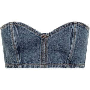 Monot, Dames, Tops, Blauw, Maat: S Denim,