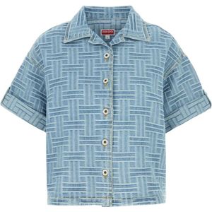 Kenzo, Dames, Blouses & Shirts, Blauw, Maat: XS Denim,