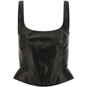 Ermanno Scervino, Dames, Tops, Zwart, Maat: S Leer,