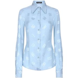 Dolce & Gabbana, Dames, Blouses & Shirts, Blauw, Maat: XS Zijde,