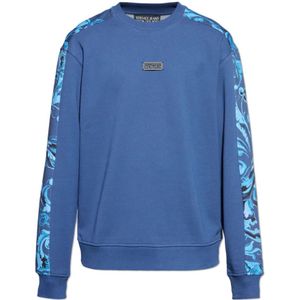 Versace Jeans Couture, Heren, Sweatshirts & Hoodies, Blauw, Maat: L Katoen,