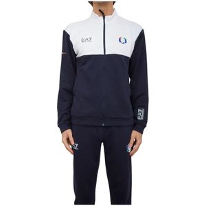 Emporio Armani Ea7, Heren, Sweatshirts & Hoodies, Blauw, Maat: L Katoen,