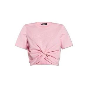 Versace Top met logo , Pink , Dames , Maat: S