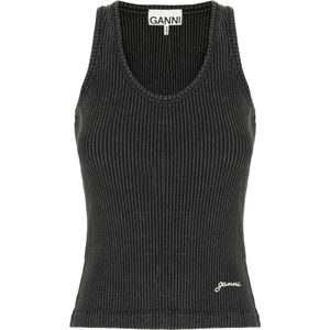 Ganni, Dames, Tops, Zwart, Maat: XS Katoen,