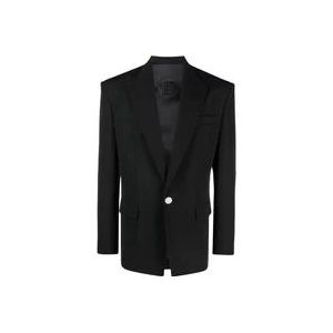 Balmain Op maat gemaakte oversized zwarte blazer , Black , Heren , Maat: L