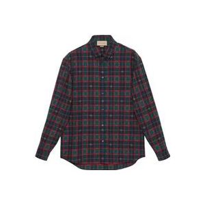 Gucci Geruite shirt met Double G-motief , Multicolor , Heren , Maat: M