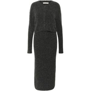 Gestuz, Dames, Jurken, Grijs, Maat: S Leer,