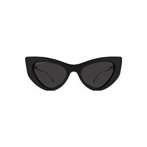 Gucci Platte Voorkant Cat-Eye Zonnebril Gg1565S , Black , unisex , Maat: 52 MM