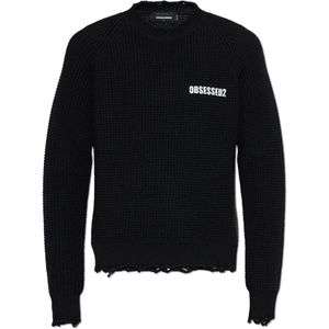 Dsquared2, Heren, Truien, Zwart, Maat: L Wol,