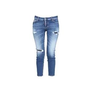 Dsquared2 Blauwe Distressed Skinny Jeans , Blue , Dames , Maat: XS