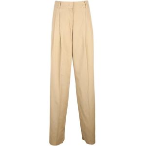 Max Mara Studio, Dames, Broeken, Bruin, Maat: 4XS Katoen,