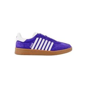 Dsquared2 Paarse Suède Sneakers Veters Rubber Zool , Purple , Heren , Maat: 42 EU