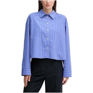 Calvin Klein Jeans, Dames, Blouses & Shirts, Blauw, Maat: L Katoen,