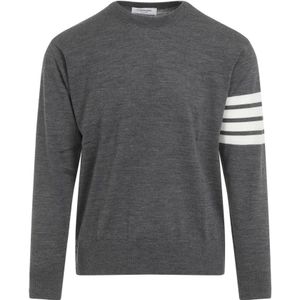 Thom Browne, Heren, Truien, Grijs, Maat: 2XL Wol,