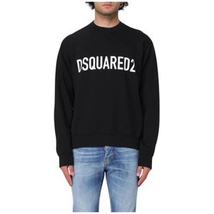 Dsquared2, Heren, Sweatshirts & Hoodies, Zwart, Maat: L Katoen,