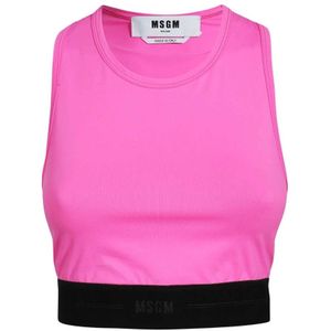 Msgm, Dames, Tops, Roze, Maat: S Polyamide,