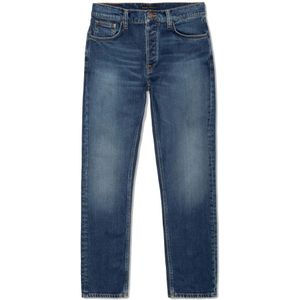Nudie Jeans, Heren, Jeans, Blauw, Maat: W32 L32 Katoen,