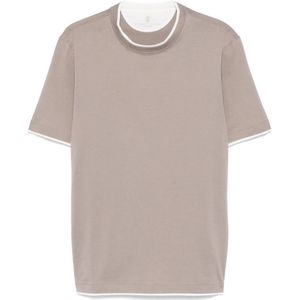 Brunello Cucinelli, Heren, Tops, Bruin, Maat: M Katoen,