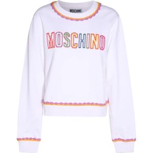 Moschino, Dames, Sweatshirts & Hoodies, Wit, Maat: 2XS Katoen,