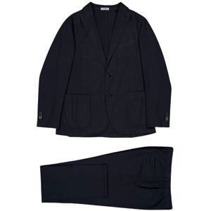 Boglioli, Heren, Pakken, Blauw, Maat: L Katoen,