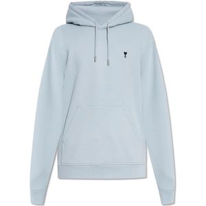 Ami Paris, Heren, Sweatshirts & Hoodies, Blauw, Maat: S Katoen,