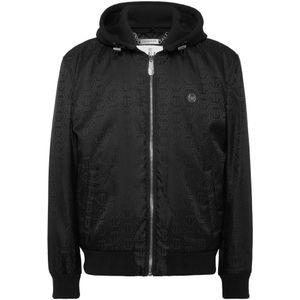 Philipp Plein, Heren, Jassen, Zwart, Maat: S Nylon,