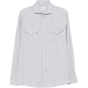 Brunello Cucinelli, Heren, Overhemden, Grijs, Maat: M