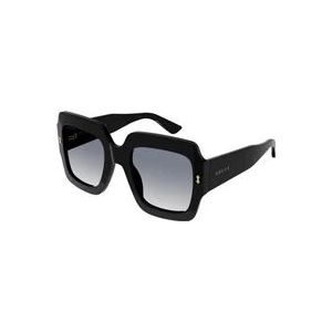 Gucci Zwarte Frame Grijze Lens Zonnebril , Black , Dames , Maat: 53 MM