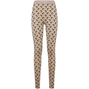 Marine Serre, Dames, Broeken, Beige, Maat: M Jersey,