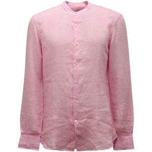 Mazzarelli, Heren, Overhemden, Roze, Maat: L Linnen,