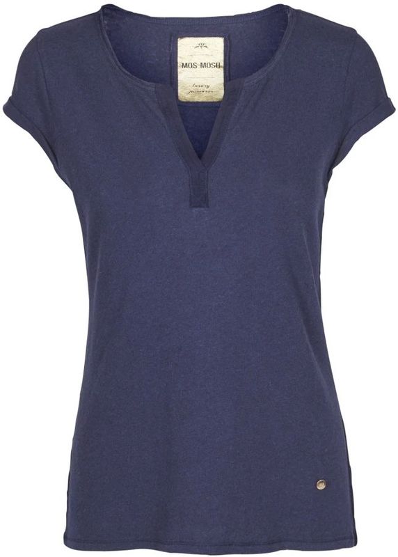 MOS MOSH - Shirt - Navy - Slanke Pasvorm - Kwartmouw