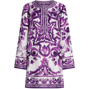 Dolce & Gabbana, Dames, Jurken, Paars, Maat: S Zijde,