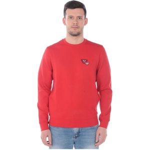 Emporio Armani, Heren, Sweatshirts & Hoodies, Rood, Maat: S Katoen,