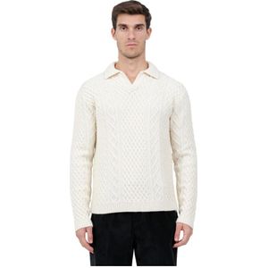 Irish Crone, Heren, Truien, Wit, Maat: L Katoen,