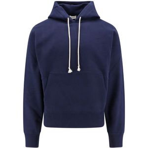Saint Laurent, Heren, Sweatshirts & Hoodies, Blauw, Maat: M Katoen,