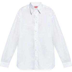 Diesel, Dames, Blouses & Shirts, Wit, Maat: 3XS Katoen,