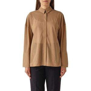 Max Mara, Dames, Blouses & Shirts, Bruin, Maat: M Katoen,