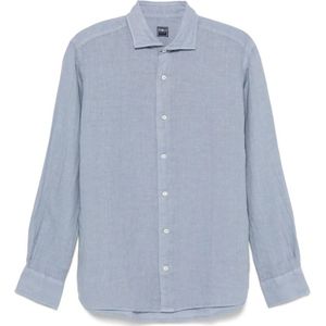 Fedeli, Heren, Overhemden, Blauw, Maat: L Linnen,