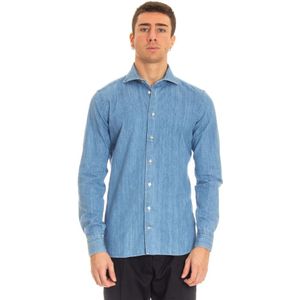 Borriello Napoli, Heren, Overhemden, Blauw, Maat: 3XL Denim,