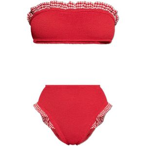 Hunza G, Dames, Badkleding, Rood, Maat: ONE Size Tweed,