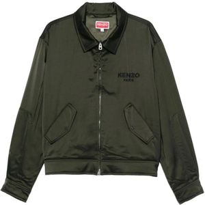 Kenzo, Heren, Jassen, Groen, Maat: M Satijn,