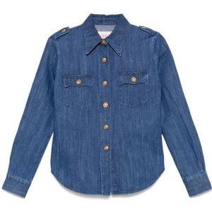 Valentino Garavani, Dames, Blouses & Shirts, Blauw, Maat: S Denim,