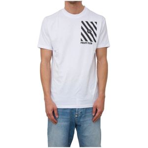 Philipp Plein, Heren, Tops, Wit, Maat: L Katoen,