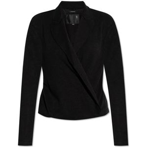 R13, Dames, Blouses & Shirts, Zwart, Maat: M Leer,